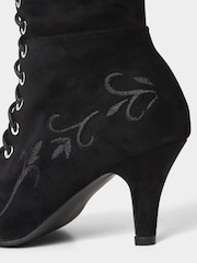 Joe Browns Black Layla Lace-Up Embroidered Boots - Image 4 of 5