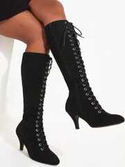 Joe Browns Black Layla Lace-Up Embroidered Boots - Image 5 of 5