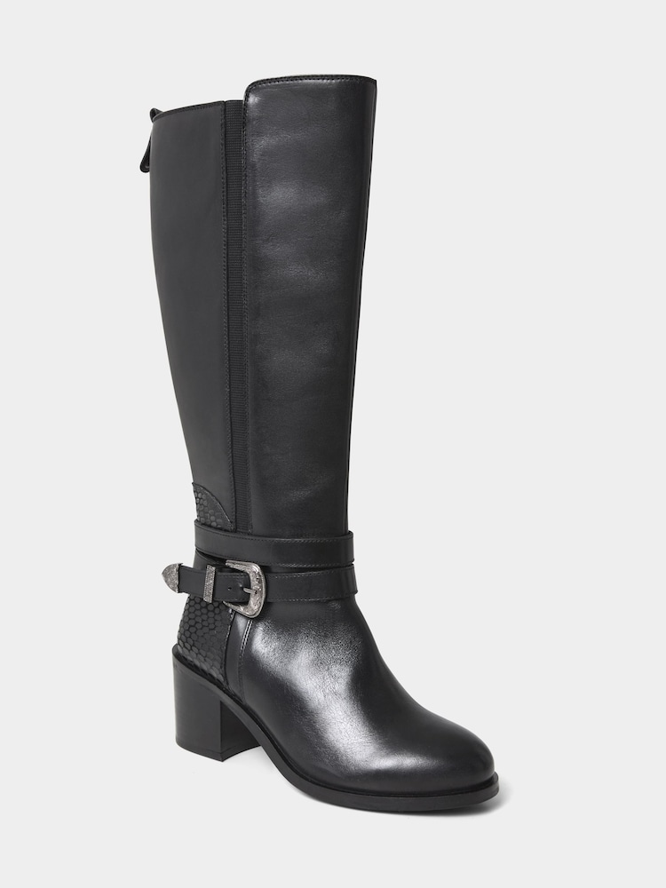 Joe Browns Black Gigi Premium Leather Rider Boots - Image 2 of 5