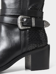 Joe Browns Black Gigi Premium Leather Rider Boots - Image 4 of 5
