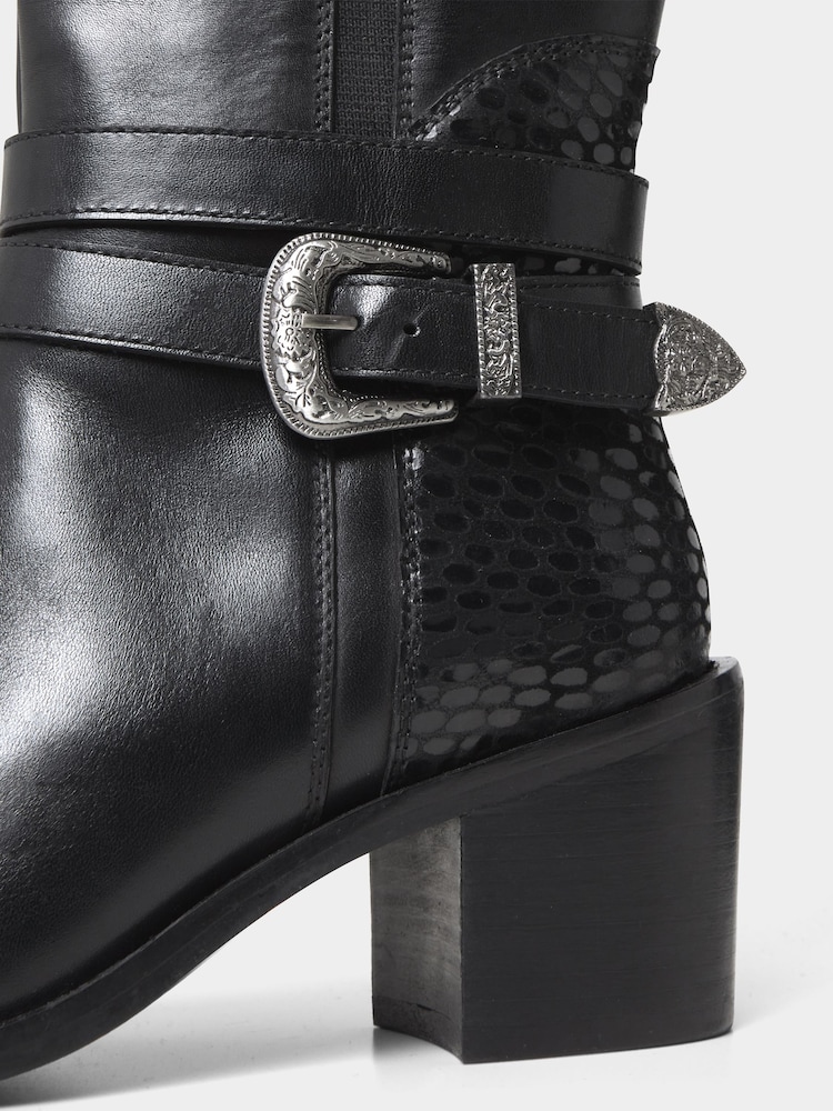Joe Browns Black Gigi Premium Leather Rider Boots - Image 4 of 5