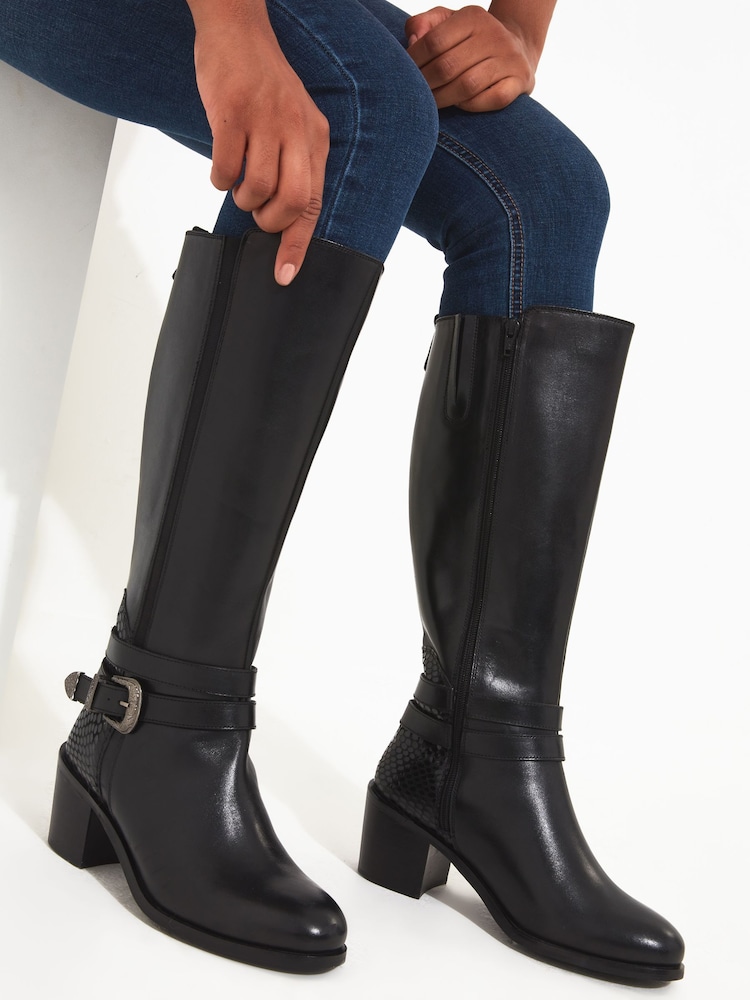 Joe Browns Black Gigi Premium Leather Rider Boots - Image 5 of 5