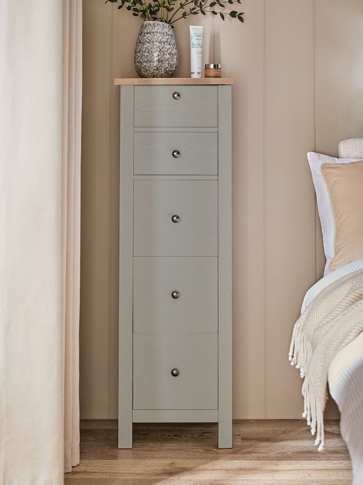 Dove Grey Malvern Paint Effect 5 Drawer Chest of Drawers - Image 2 of 12