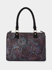 Joe Browns Black Carmen Print Suede Weekender Bag - Image 2 of 4
