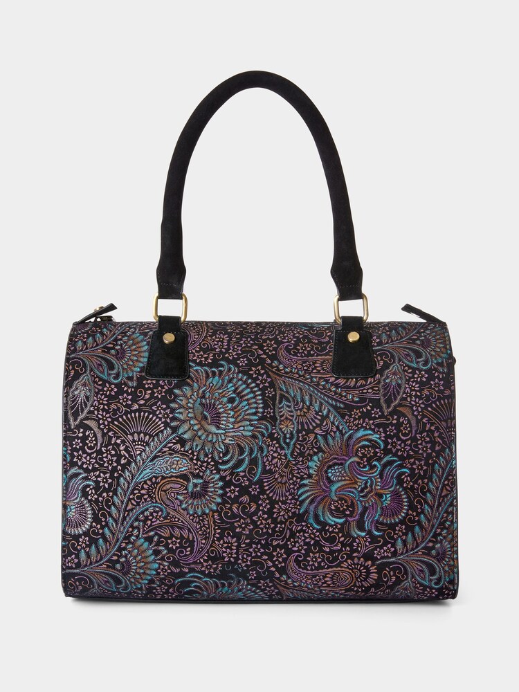 Joe Browns Black Carmen Print Suede Weekender Bag - Image 2 of 4 Joe Browns Black Carmen Print Suede Weekender Bag - Image 2 of 4