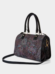 Joe Browns Black Carmen Print Suede Weekender Bag - Image 3 of 4