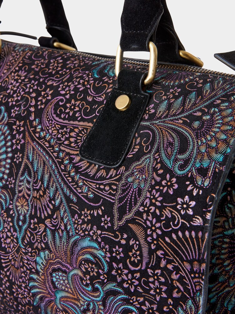 Joe Browns Black Carmen Print Suede Weekender Bag - Image 4 of 4 Joe Browns Black Carmen Print Suede Weekender Bag - Image 4 of 4