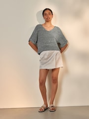 Grey Short Sleeve Stitch Top - Image 1 of 5