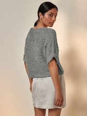 Grey Short Sleeve Stitch Top - Image 2 of 5