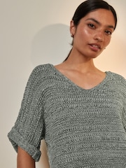 Grey Short Sleeve Stitch Top - Image 3 of 5