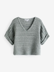 Grey Short Sleeve Stitch Top - Image 4 of 5