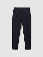Reiss Navy Brighton Relaxed Drawstring Trousers with Turn-Ups - Image 2 of 7