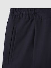 Reiss Navy Brighton Relaxed Drawstring Trousers with Turn-Ups - Image 5 of 7