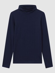 Reiss Navy Piper Fitted Roll Neck T-Shirt - Image 2 of 5