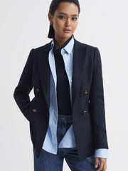 Reiss Navy Piper Fitted Roll Neck T-Shirt - Image 3 of 5