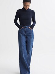 Reiss Navy Piper Fitted Roll Neck T-Shirt - Image 5 of 5