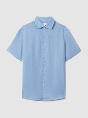 Reiss Sky Blue Holiday Slim Fit Linen Shirt - Image 2 of 5