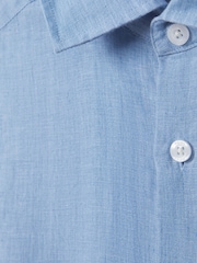 Reiss Sky Blue Holiday Slim Fit Linen Shirt - Image 5 of 5