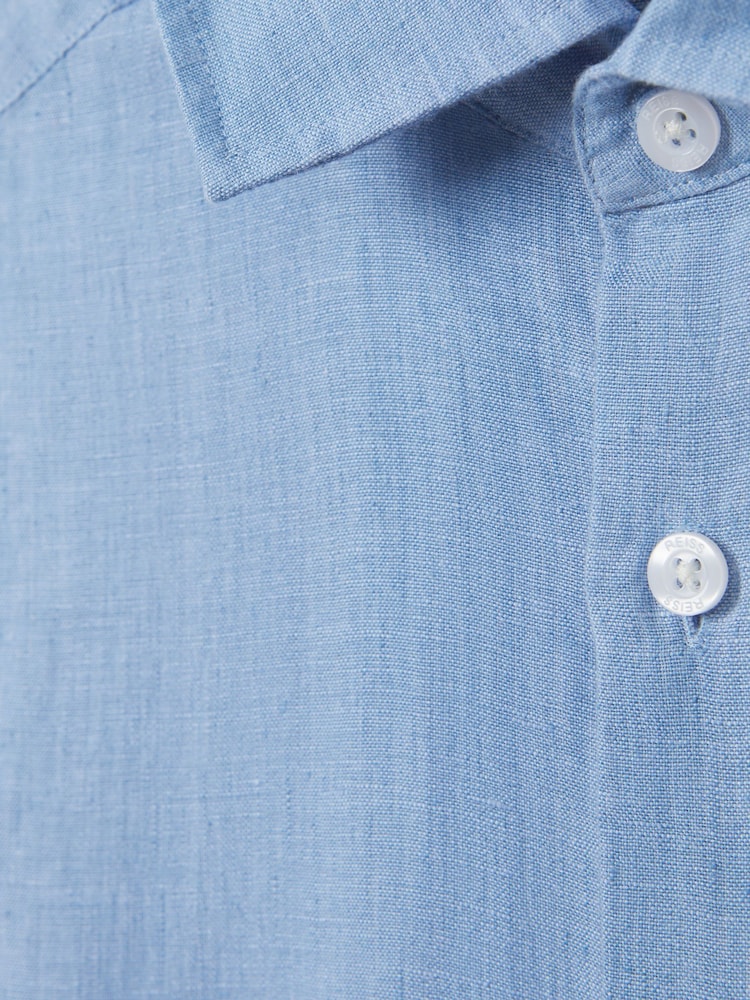 Reiss Sky Blue Holiday Slim Fit Linen Shirt - Image 5 of 5