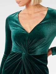 Forever New Green Sofia Velvet Twist Front Midi Dress - Image 4 of 4