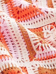 Orange Long Sleeve Square Crochet Knitted Jumper - Image 6 of 6