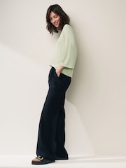 Mint Green V-Neck Linen Short Sleeve Top - Image 3 of 6