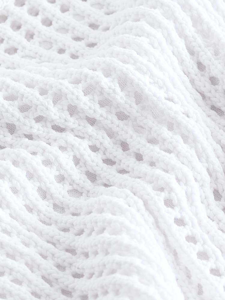 White Open Stitch Detail Knitted Top - Image 2 of 6