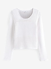 White Open Stitch Detail Knitted Top - Image 5 of 6