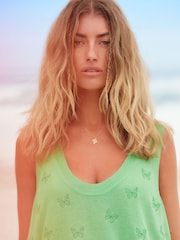Bright Green Linen Blend Vest - Image 1 of 6