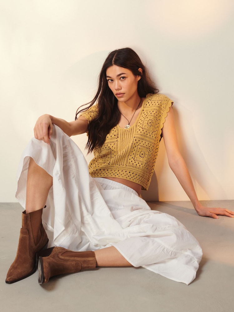 Ochre Yellow Crochet Tank - Image 1 of 7 Ochre Yellow Crochet Tank - Image 1 of 7