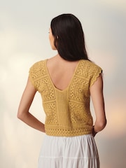 Ochre Yellow Crochet Tank - Image 4 of 7