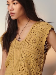 Ochre Yellow Crochet Tank - Image 5 of 7