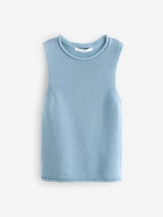 Chambray Blue 100% Cotton Roll Edge Tank - Image 5 of 6