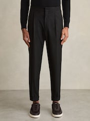 Reiss Black Brighton Relaxed Drawstring Trousers with Turn-Ups - Image 3 of 7