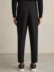 Reiss Black Brighton Relaxed Drawstring Trousers with Turn-Ups - Image 5 of 7