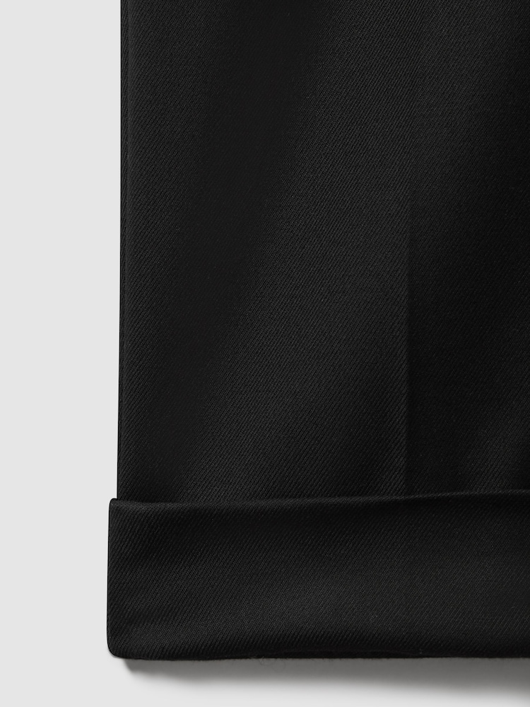 Reiss Black Brighton Relaxed Drawstring Trousers with Turn-Ups - Image 6 of 7