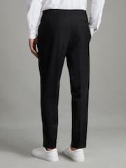 Reiss Black Brighton Relaxed Drawstring Trousers with Turn-Ups - Image 4 of 6