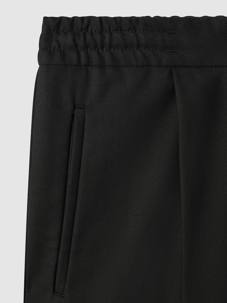 Noir - Pantalons décontractés à cordon de serrage avec revers Reiss Brighton - Image 5 of 6