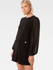 Forever New Black Jessie Sheer Sleeve Mini Dress - Image 3 of 5