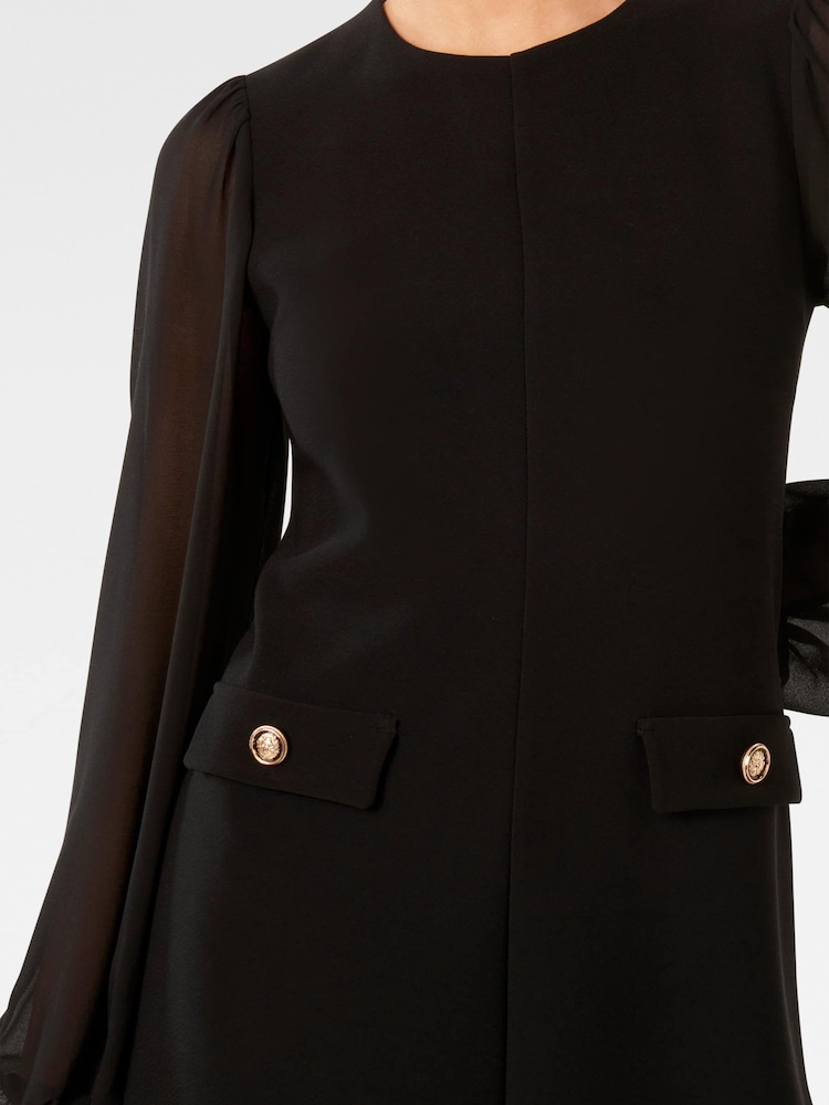 Forever New Black Jessie Sheer Sleeve Mini Dress - Image 5 of 5