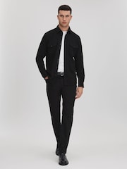 Reiss Black Ragan Textured Button-Through Shirt - Image 3 of 7