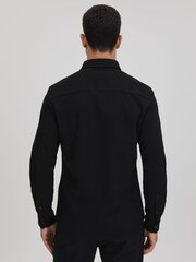 Reiss Black Ragan Textured Button-Through Shirt - Image 5 of 7