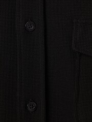 Reiss Black Ragan Textured Button-Through Shirt - Image 7 of 7