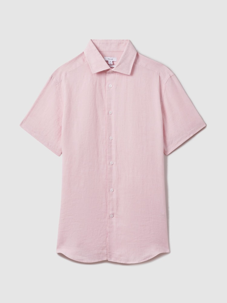 Reiss Flamingo Holiday Slim Fit 100% Linen Shirt - Image 2 of 5