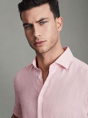 Reiss Flamingo Holiday Slim Fit 100% Linen Shirt - Image 4 of 5