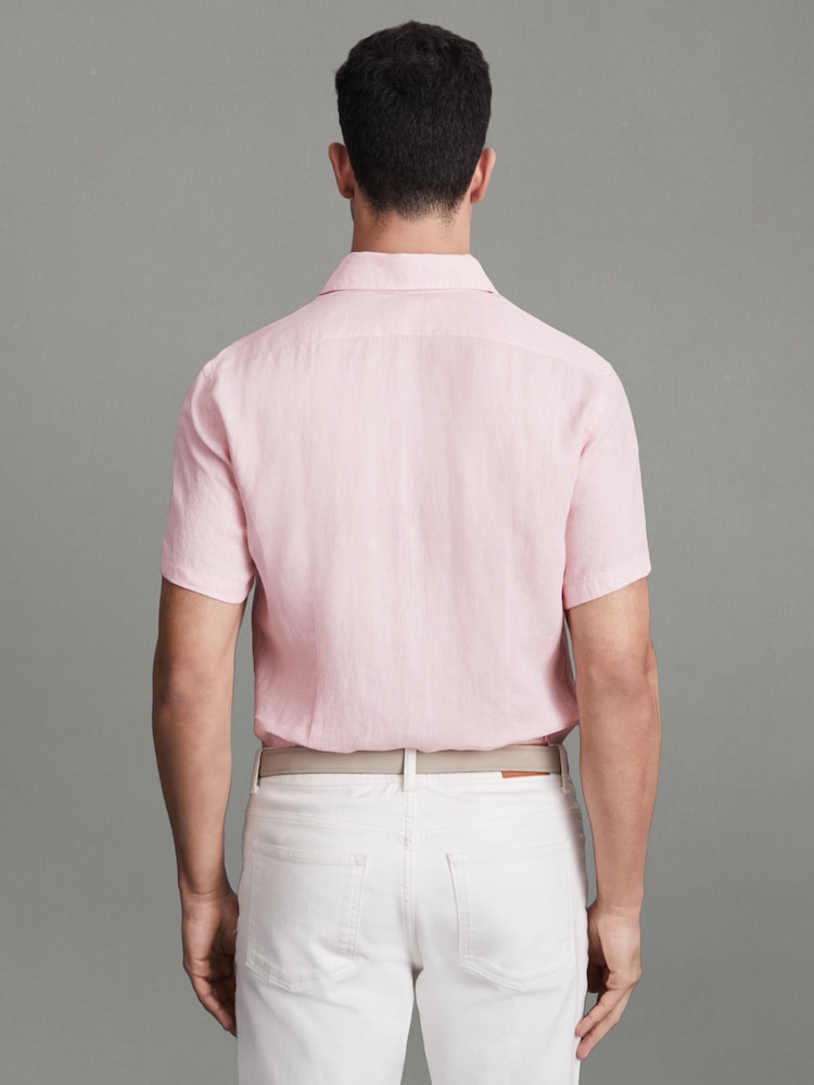 Reiss Flamingo Holiday Slim Fit 100% Linen Shirt - Image 5 of 5