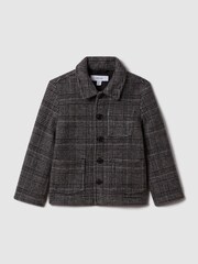 Reiss Charcoal Covert 9-14 yrs Check Button-Through Overshirt - Image 2 of 6