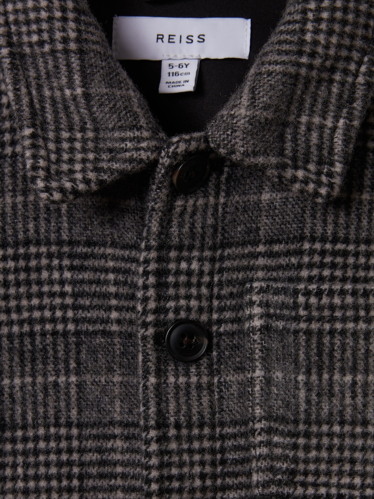 Reiss Charcoal Covert 9-14 yrs Check Button-Through Overshirt - Image 6 of 6