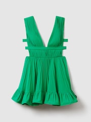 Amur Pleated Plunge Neck Mini Dress - Image 2 of 6