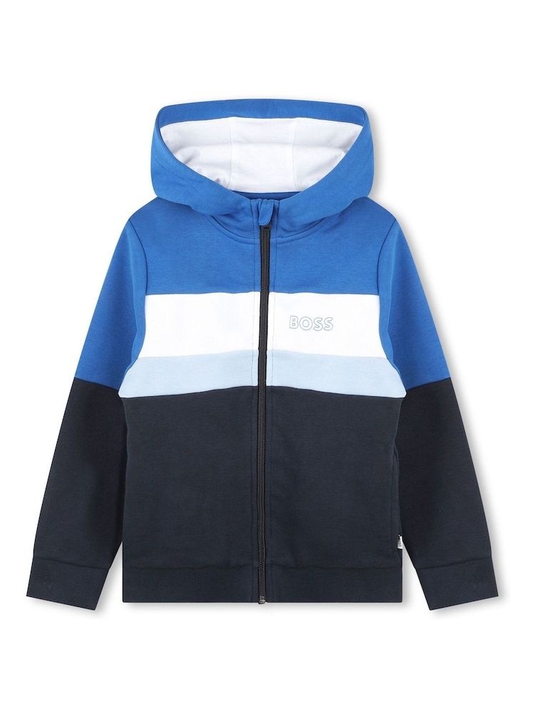 BOSS Blue Chest Logo Hooded Tracksuit - Image 1 of 4